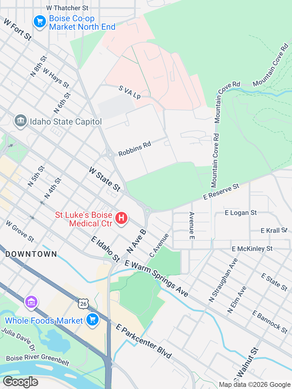 Map showing location of St. Luke’s Children’s Surgery: Boise