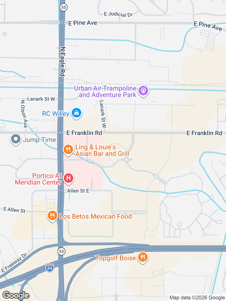 Map showing location of St. Luke’s Clinic - Idaho Cardiology Associates: Meridian, 3525 E Louise Dr, Suite 400