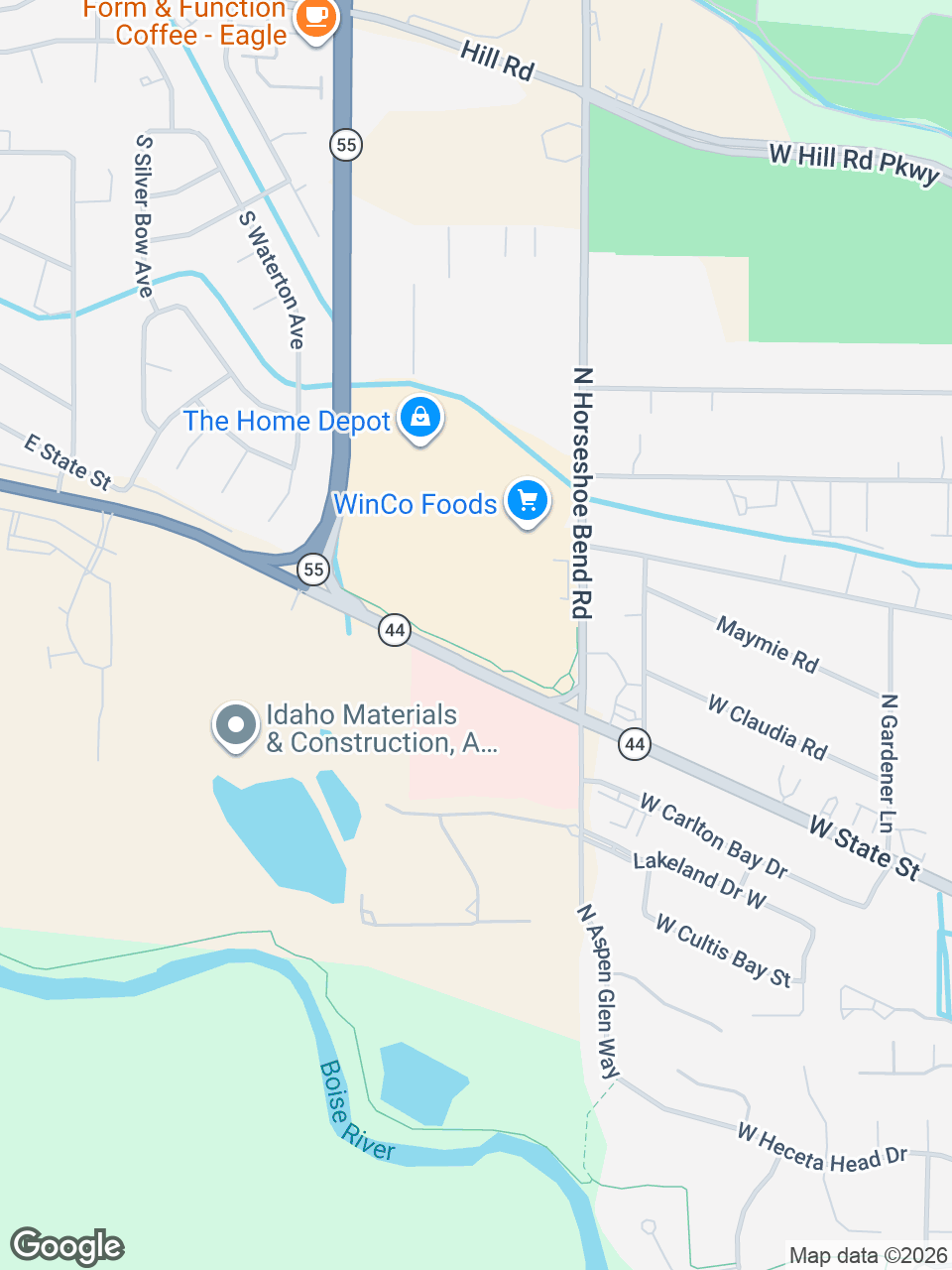 Map showing location of St. Luke’s Urgent Care: Eagle
